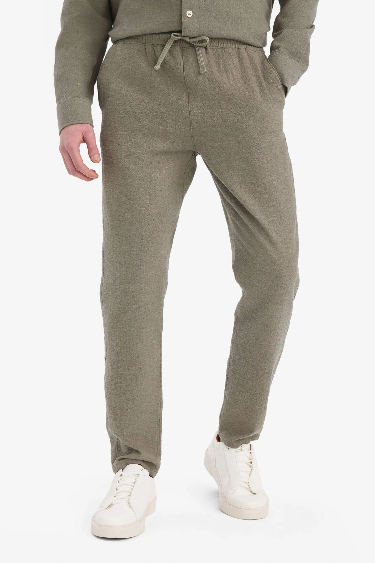 100% Cotton Regular Fit Normal Cut Summer Weave Canvas Jogger Pants