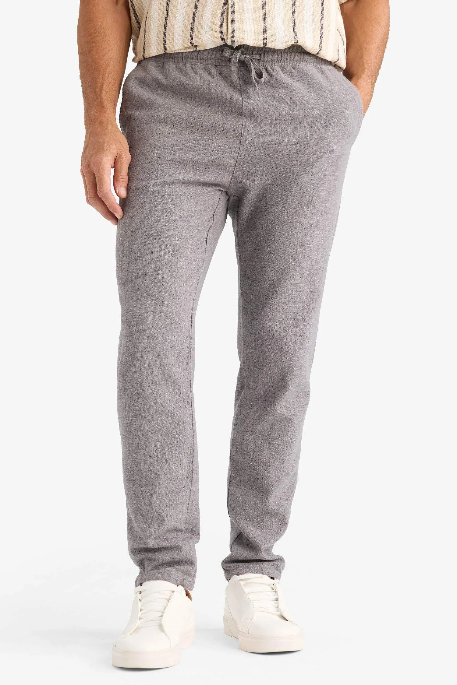 100% Cotton Regular Fit Normal Cut Summer Weave Canvas Jogger Pants