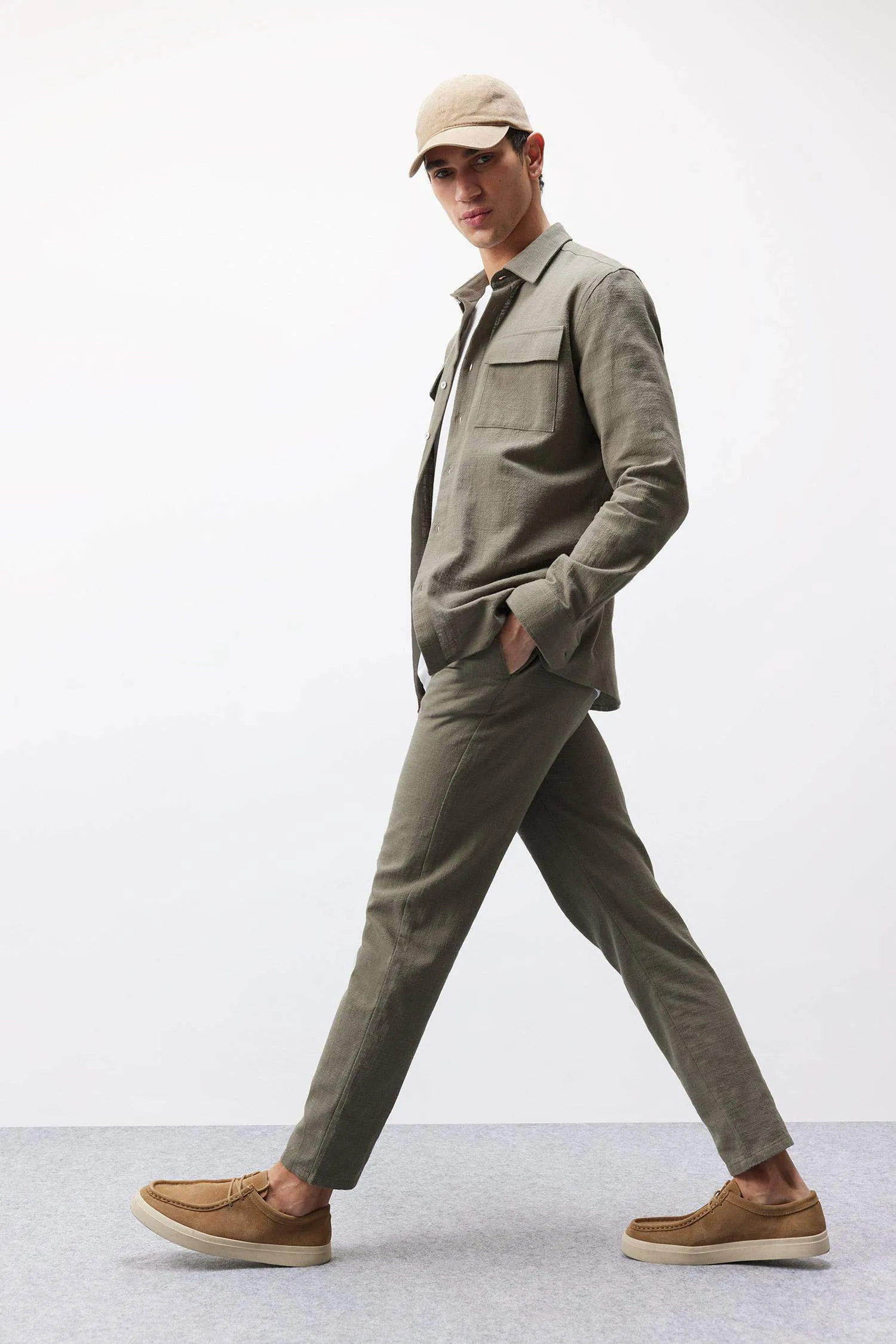 100% Cotton Regular Fit Normal Cut Summer Weave Canvas Jogger Pants