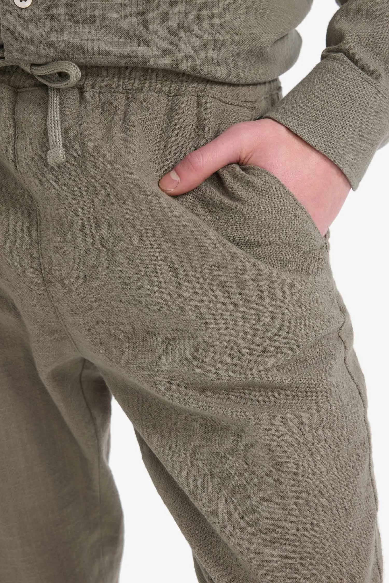 100% Cotton Regular Fit Normal Cut Summer Weave Canvas Jogger Pants