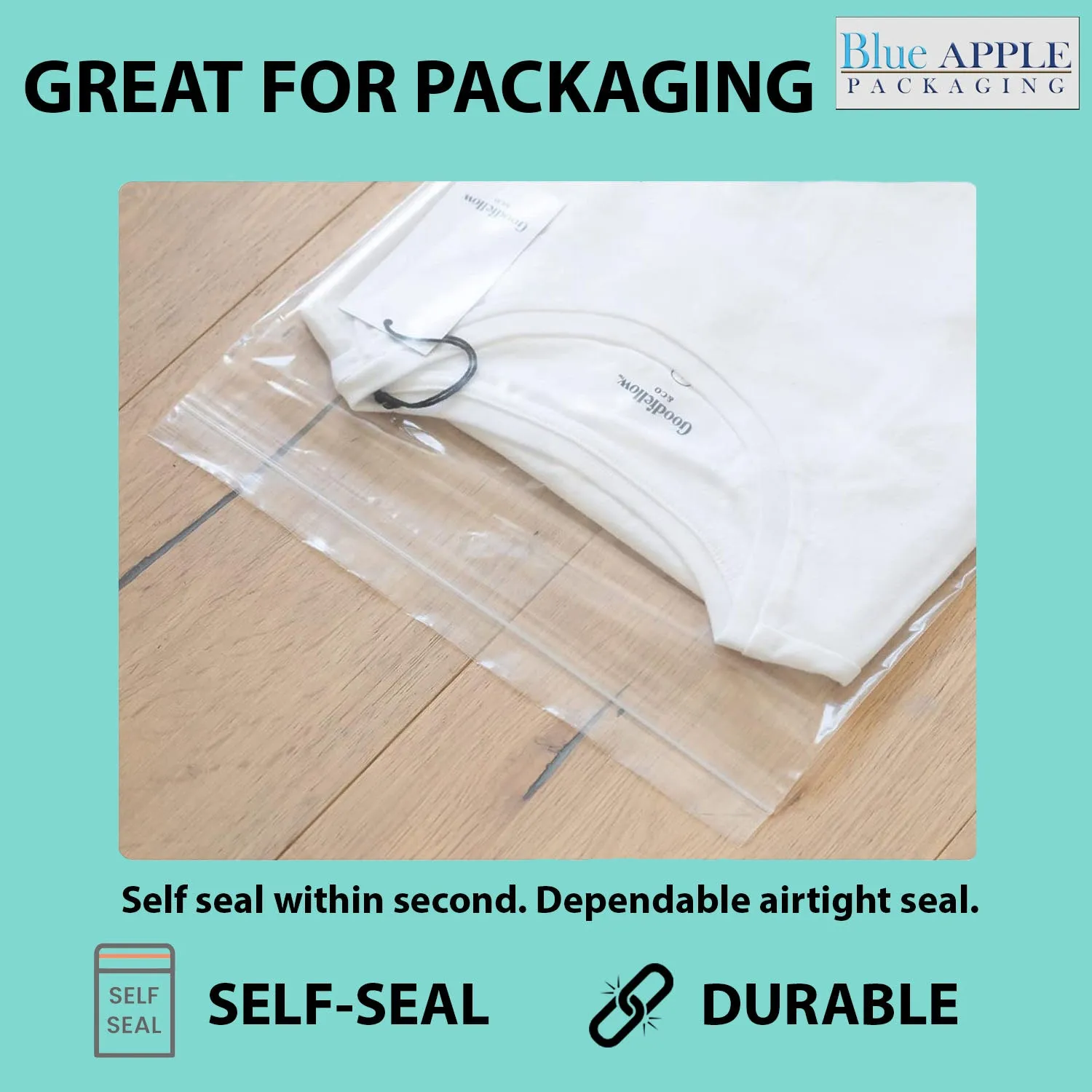 10X13 inches Reclosable Single Line Zipper Poly Bags 2 Mil (LDPE)