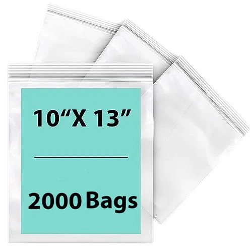 10X13 inches Reclosable Single Line Zipper Poly Bags 2 Mil (LDPE)