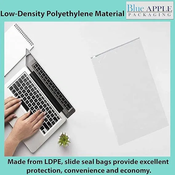 12X15 inches Resealable Poly Bags With Slide Seal 2.75 Mil (LDPE)