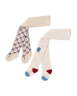 2-Pack Tights Jacquard Bow Mix