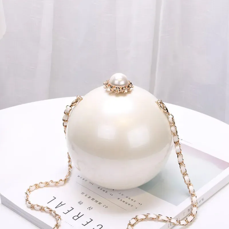 2022 Fashion Design Pearl Ball Party Evening Bags Woman Handbags Global Spherical Acrylic Hard Case Shoulder Small Crossbody Bag