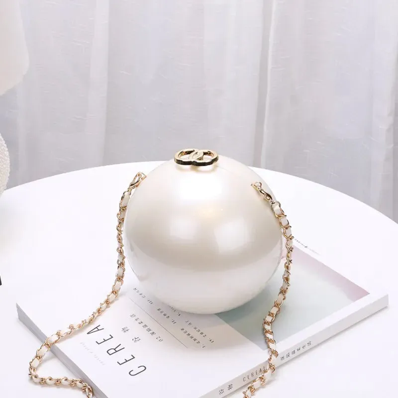 2022 Fashion Design Pearl Ball Party Evening Bags Woman Handbags Global Spherical Acrylic Hard Case Shoulder Small Crossbody Bag