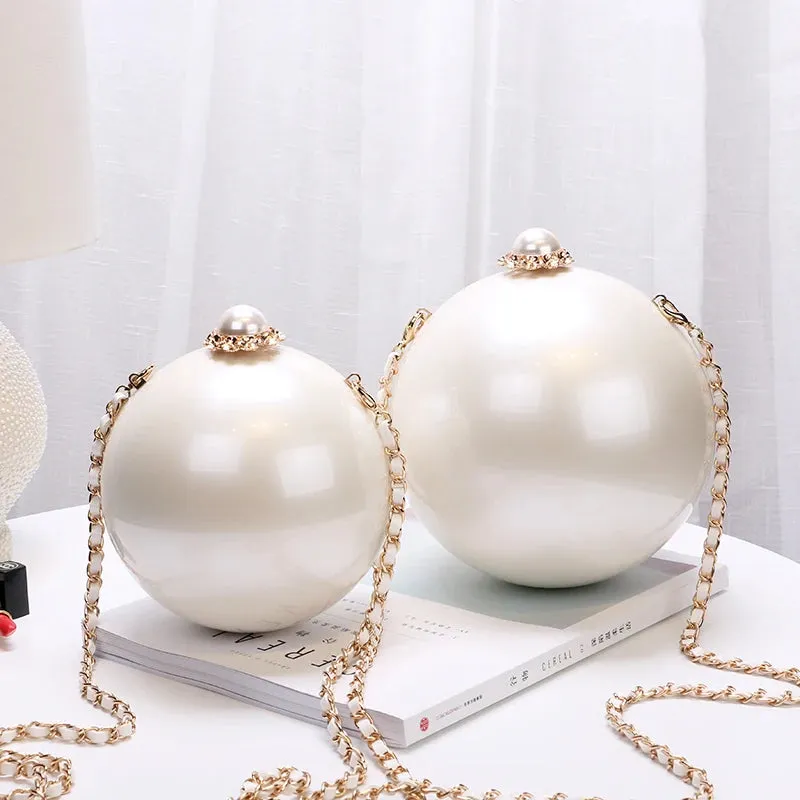 2022 Fashion Design Pearl Ball Party Evening Bags Woman Handbags Global Spherical Acrylic Hard Case Shoulder Small Crossbody Bag