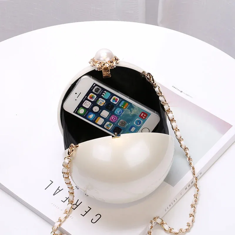 2022 Fashion Design Pearl Ball Party Evening Bags Woman Handbags Global Spherical Acrylic Hard Case Shoulder Small Crossbody Bag