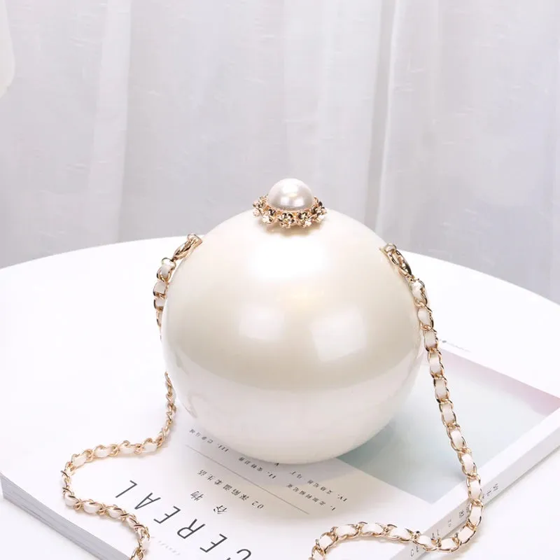 2022 Fashion Design Pearl Ball Party Evening Bags Woman Handbags Global Spherical Acrylic Hard Case Shoulder Small Crossbody Bag