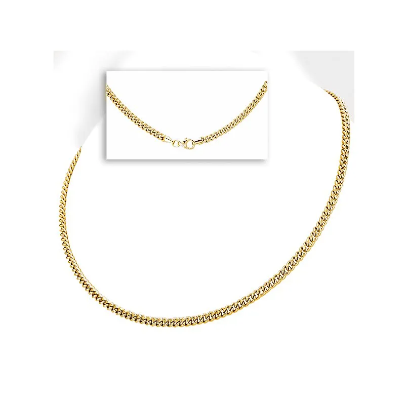20" 4mm Curb Link Gold Plated Sterling Silver Chain