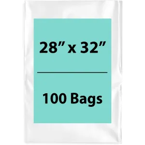 28X32 inches Clear Flat Poly Bags 4Mil Open Top (LDPE)