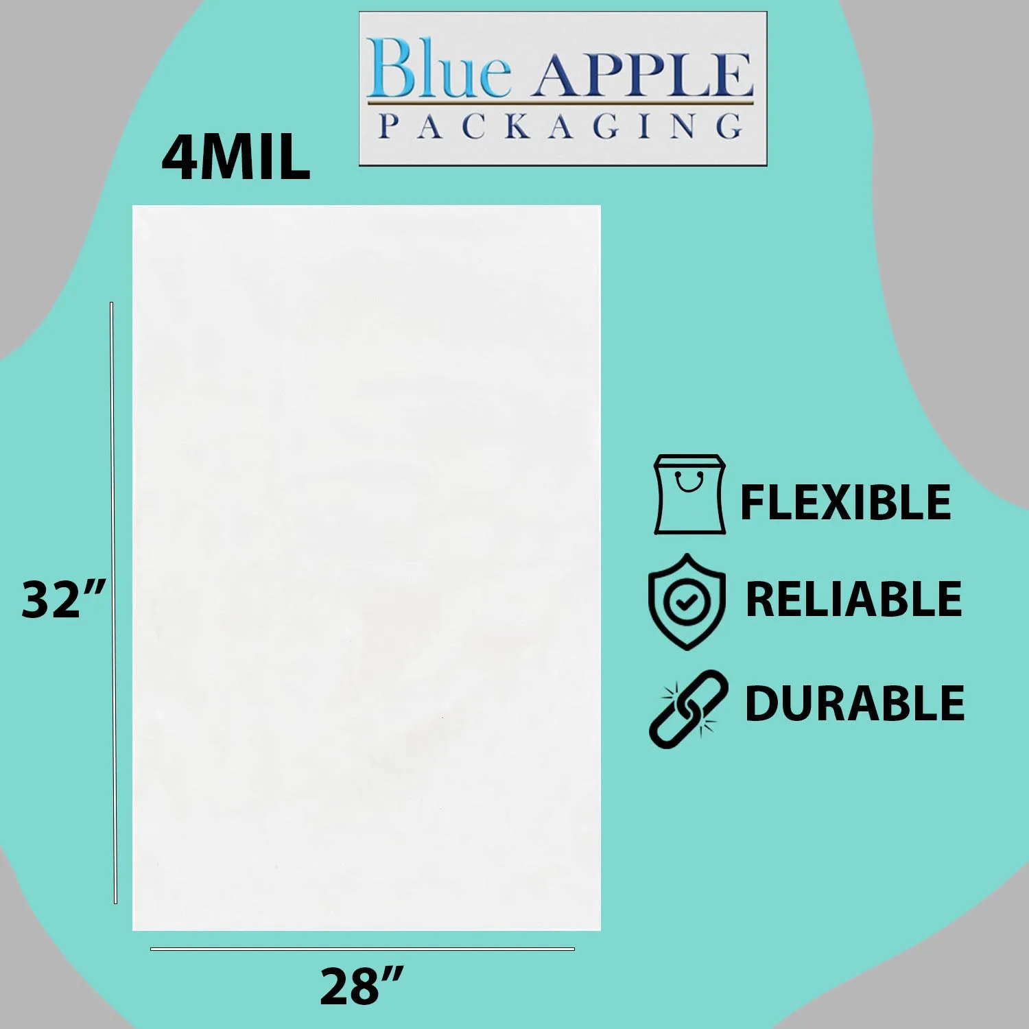 28X32 inches Clear Flat Poly Bags 4Mil Open Top (LDPE)