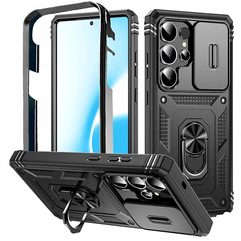 360 Full Protection Phone Case For Samsung Galaxy S25 Ultra S25 Plus Case Armor Car Magnet Ring Stand for GalaxyS25   S 25 Cover