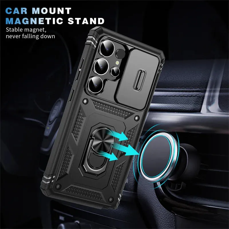 360 Full Protection Phone Case For Samsung Galaxy S25 Ultra S25 Plus Case Armor Car Magnet Ring Stand for GalaxyS25   S 25 Cover