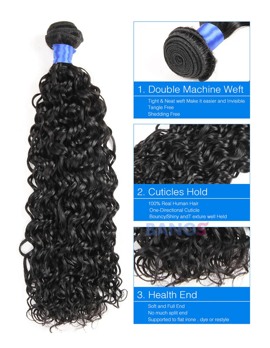 4 Bundles With Closure Brazilian Virgin Hair-Water Wave
