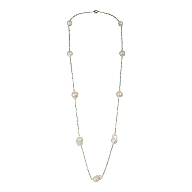 404-06 | TURQUOISE CRYSTAL & WILD PEARL NECKLACE