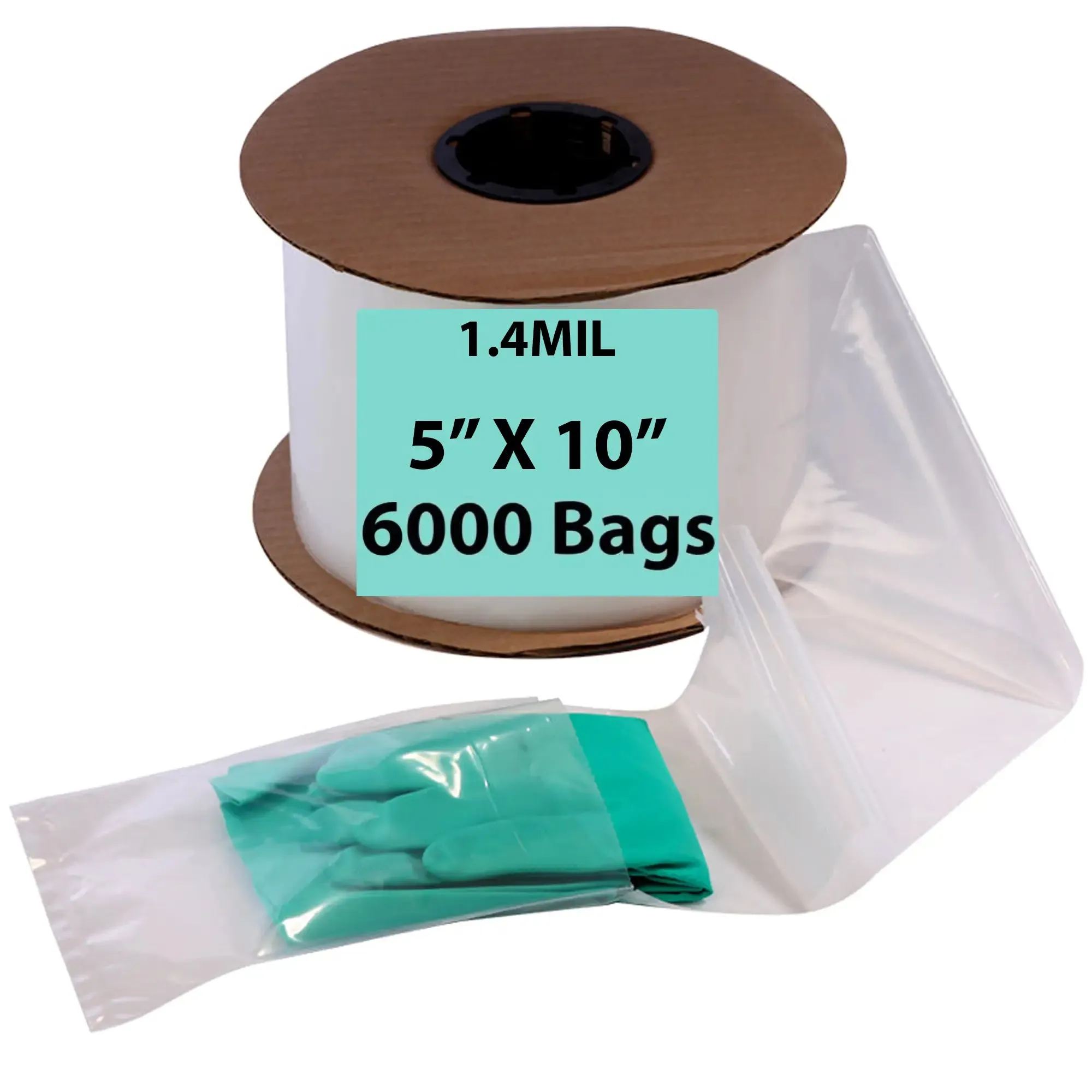 5X10 Inches Kwik-Fill® Pre-Opened Poly Bags on Roll 1.4 Mil Auto Bags 1500/RL