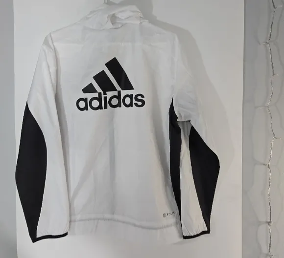 Adidas Athletic White and Black Bomber Jacket