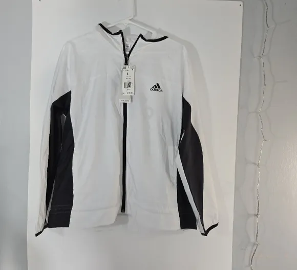 Adidas Athletic White and Black Bomber Jacket