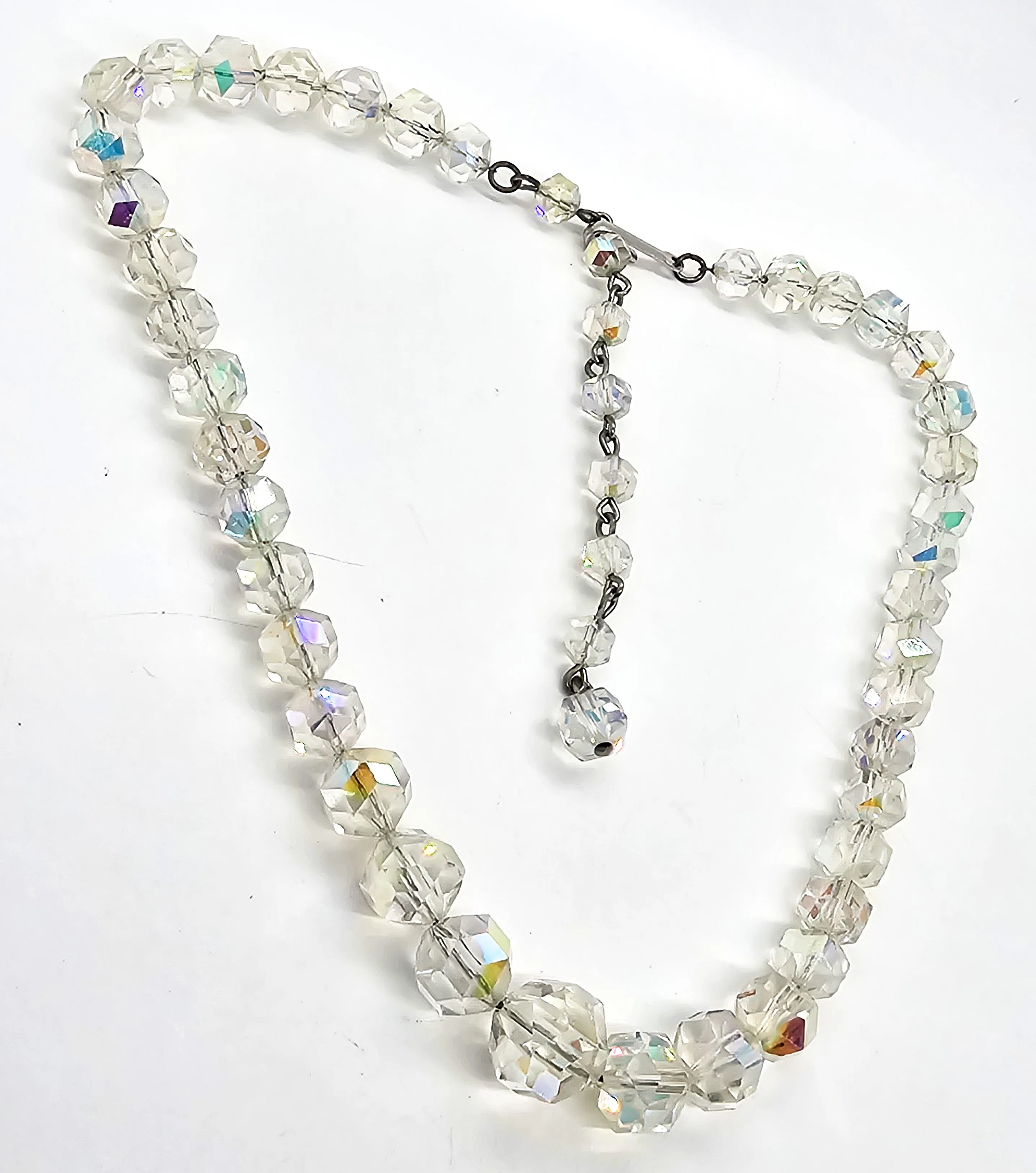 Austrian Crystal aurora Borealis AB mid century adjustable vintage necklace
