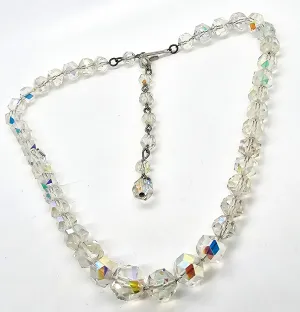 Austrian Crystal aurora Borealis AB mid century adjustable vintage necklace
