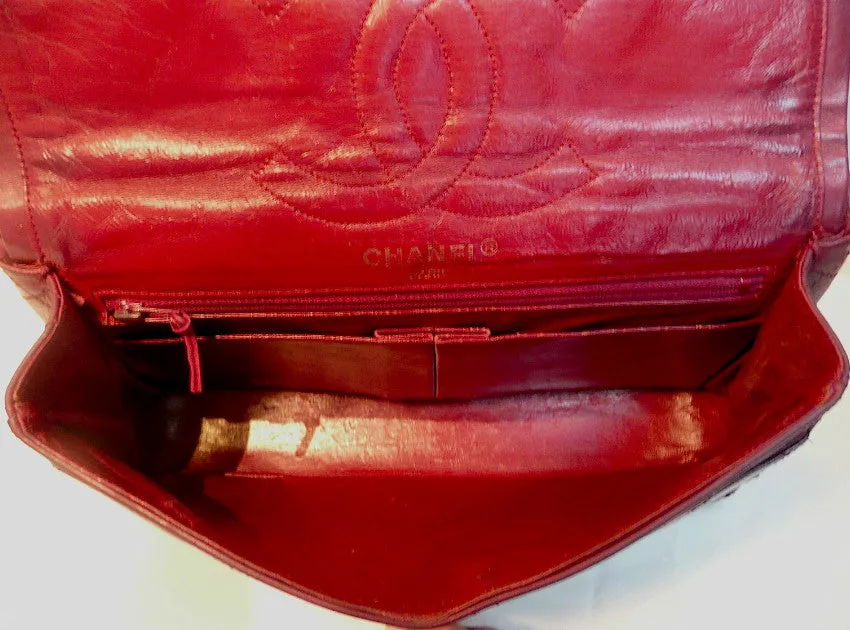 Authentic Chanel Vintage Quilted Burgundy 2.55 10” Flapover