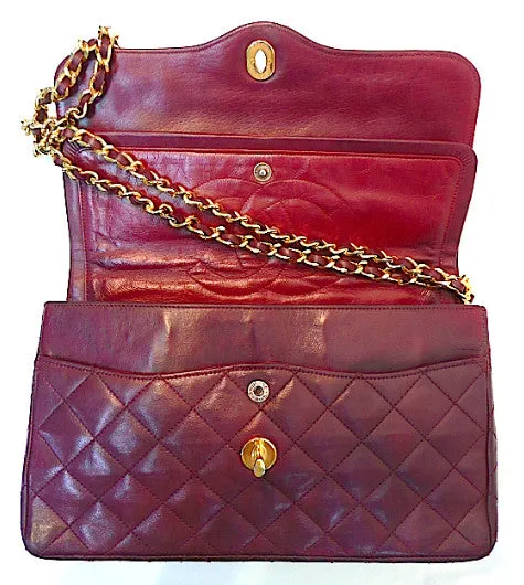 Authentic Chanel Vintage Quilted Burgundy 2.55 10” Flapover