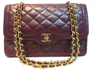 Authentic Chanel Vintage Quilted Burgundy 2.55 10” Flapover