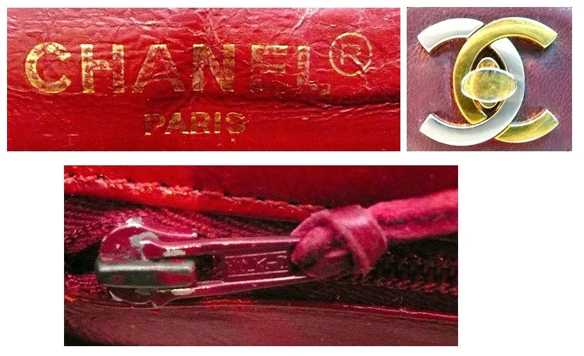 Authentic Chanel Vintage Quilted Burgundy 2.55 10” Flapover