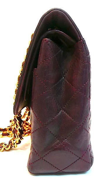 Authentic Chanel Vintage Quilted Burgundy 2.55 10” Flapover