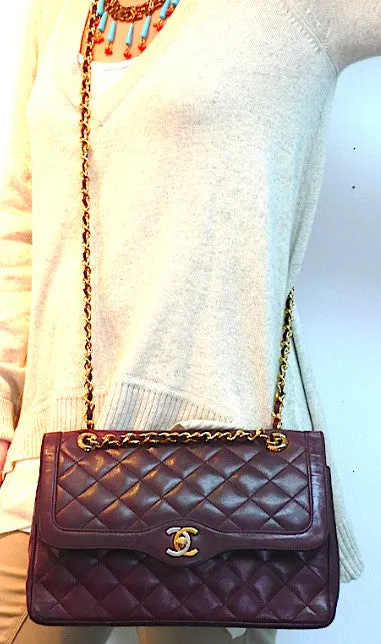 Authentic Chanel Vintage Quilted Burgundy 2.55 10” Flapover