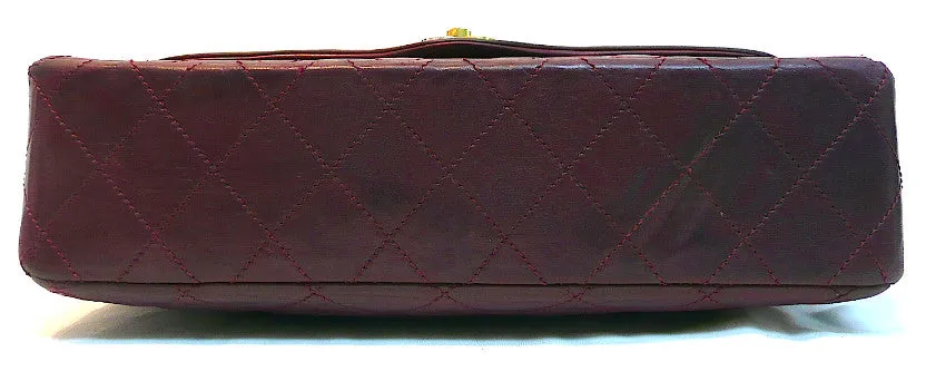 Authentic Chanel Vintage Quilted Burgundy 2.55 10” Flapover