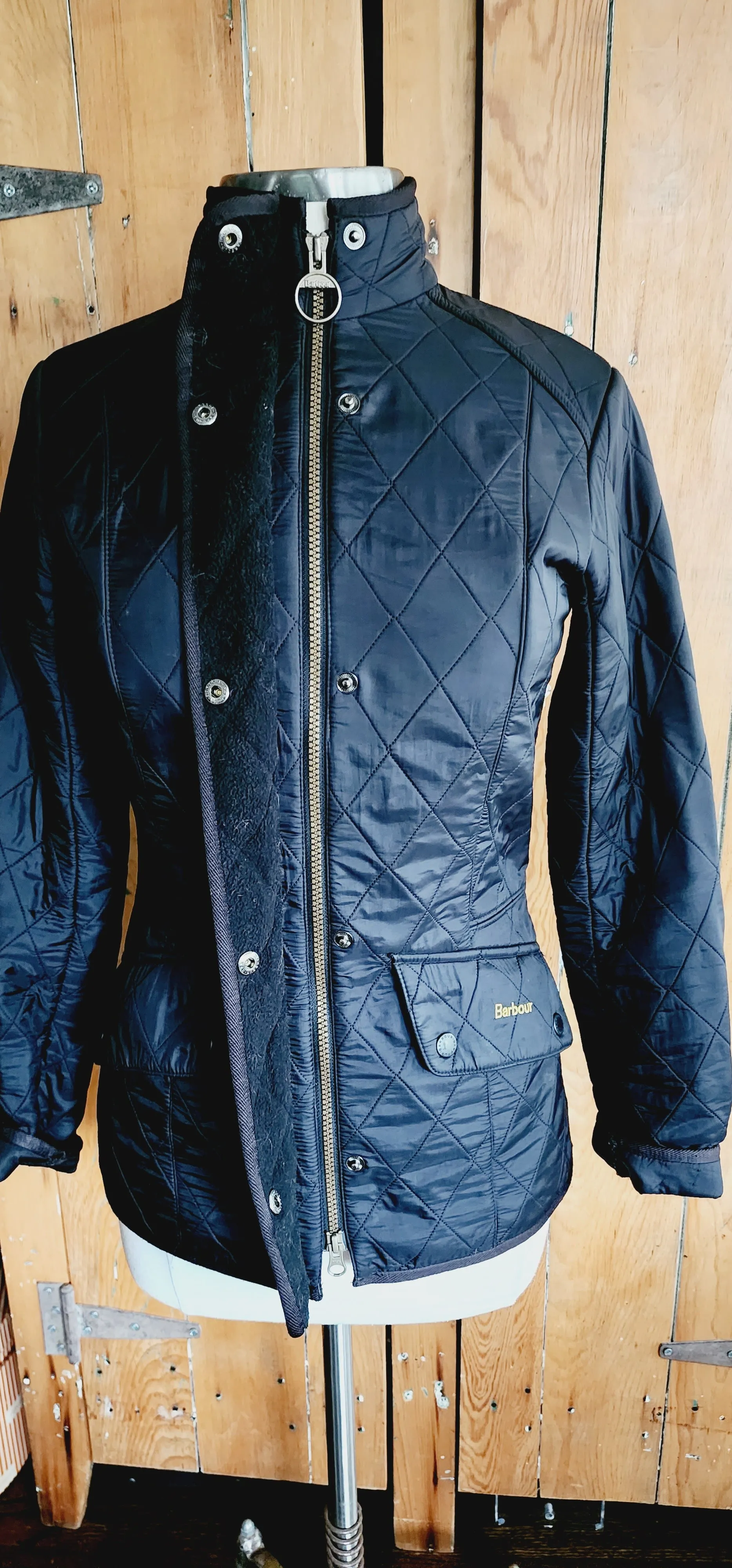 Barbour Black Puffer Jacket Snap Front US Ladies 4