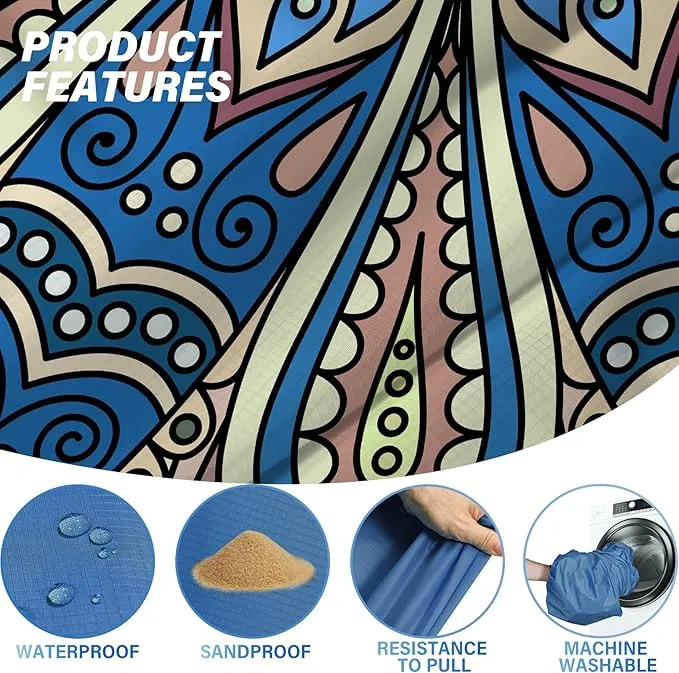 Beach Blanket Oversized Extra Large78 X 110",Waterproof Sandproof Beach Blanket 2-8 Adults Lightweight Durable for Travel Camping Hiking Picnic