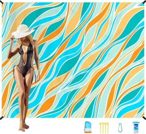 Beach Blanket Oversized Extra Large78 X 110",Waterproof Sandproof Beach Blanket 2-8 Adults Lightweight Durable for Travel Camping Hiking Picnic