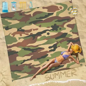 Beach Blanket Sandproof Waterproof 78''×110'' 1-7Adults Oversized,Compact Lightweight Durable Beach Mat for Travel Camping Hiking Picnic Blanket