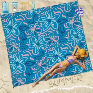Beach Blanket Sandproof Waterproof 78''×110'' 1-7Adults Oversized,Compact Lightweight Durable Beach Mat for Travel Camping Hiking Picnic Blanket