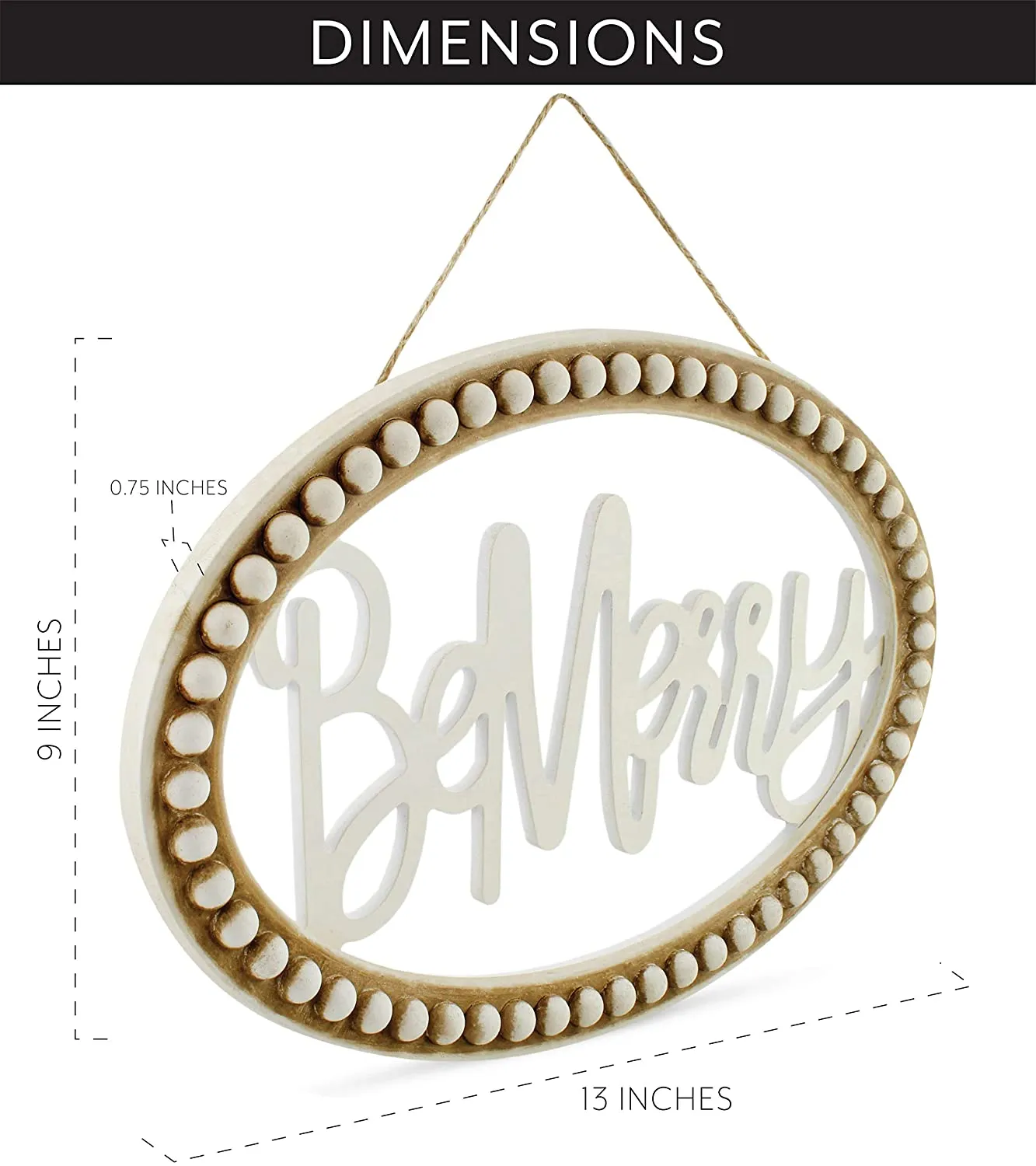 Beaded Wooden Christmas Sign