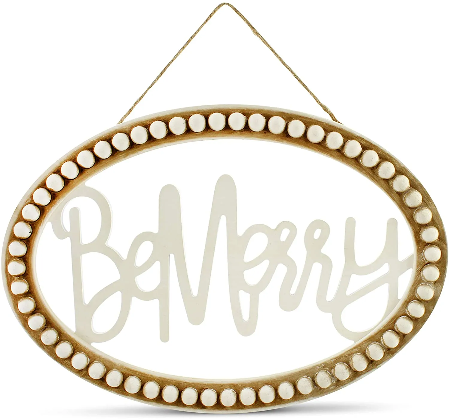 Beaded Wooden Christmas Sign