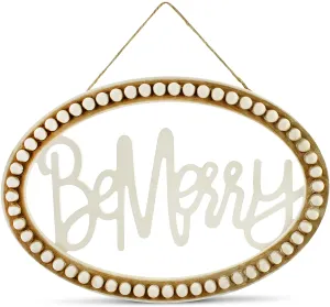 Beaded Wooden Christmas Sign