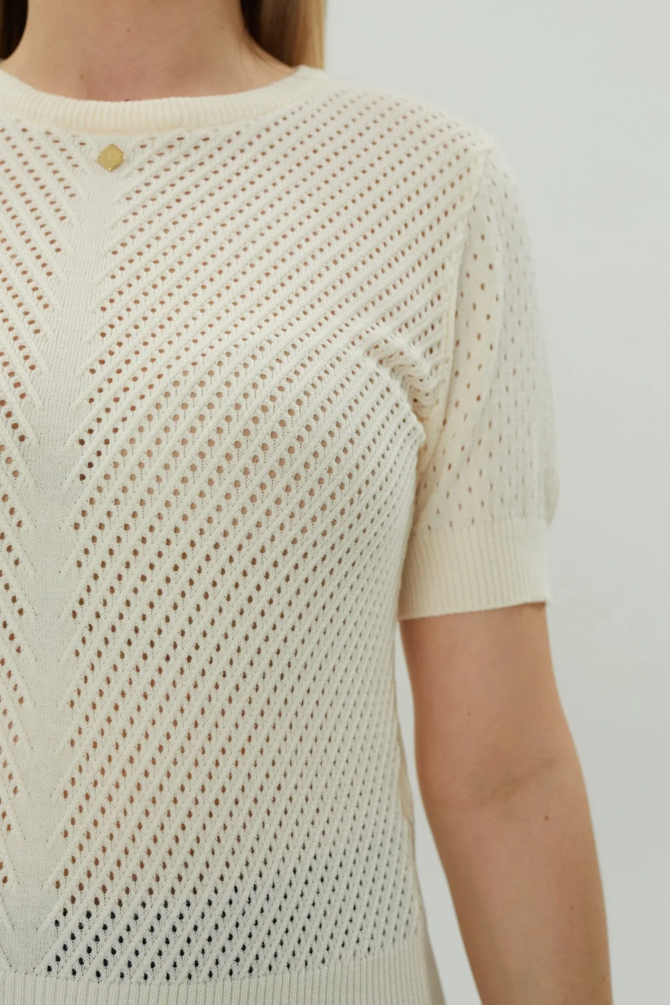 Beige Short Sleeve Sweater