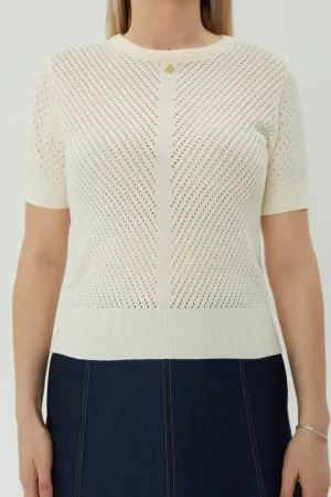 Beige Short Sleeve Sweater