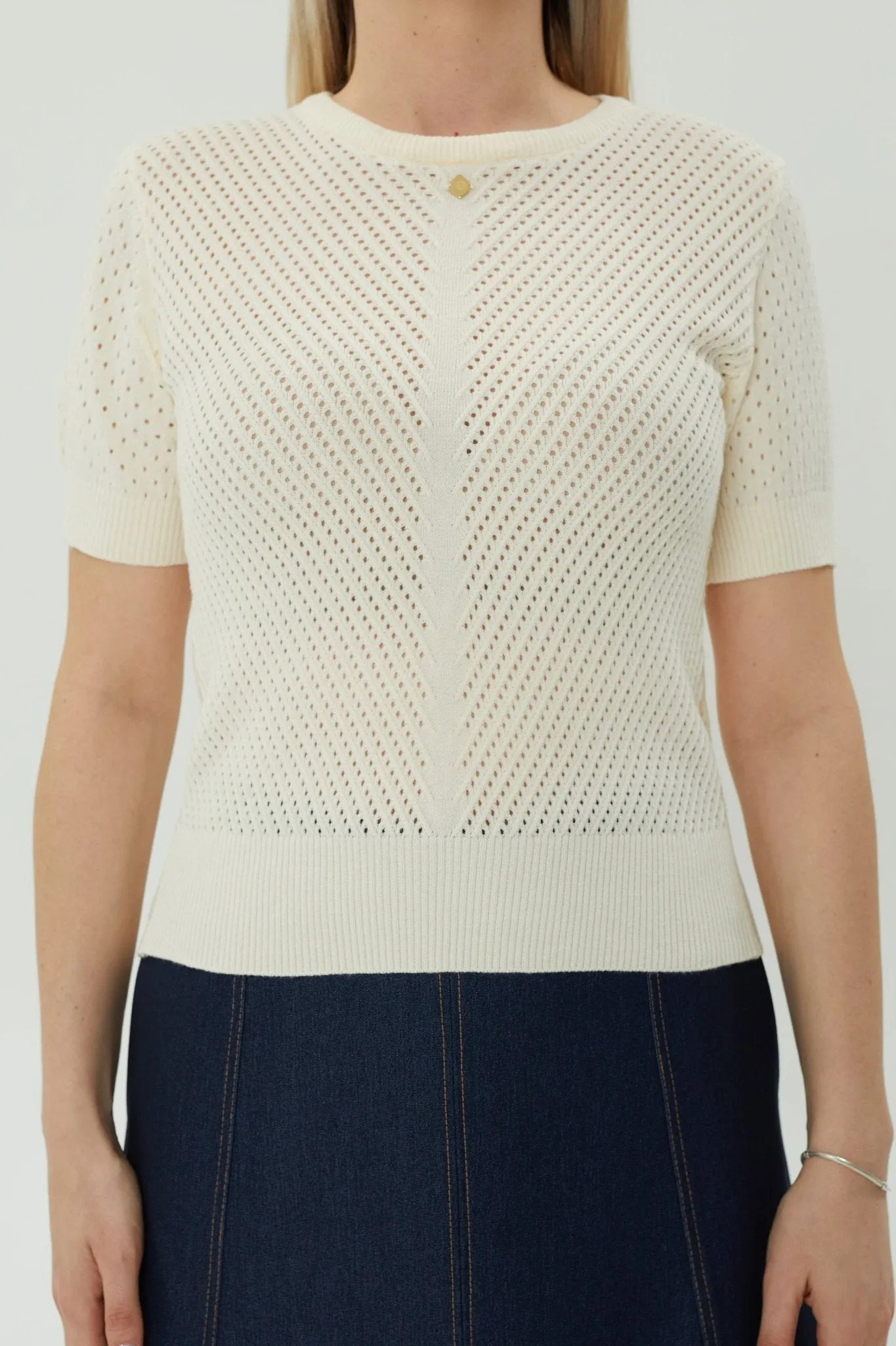 Beige Short Sleeve Sweater