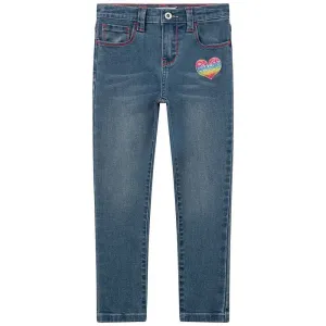 Billie Blush - Denim Pants with Glitter Heart Patch