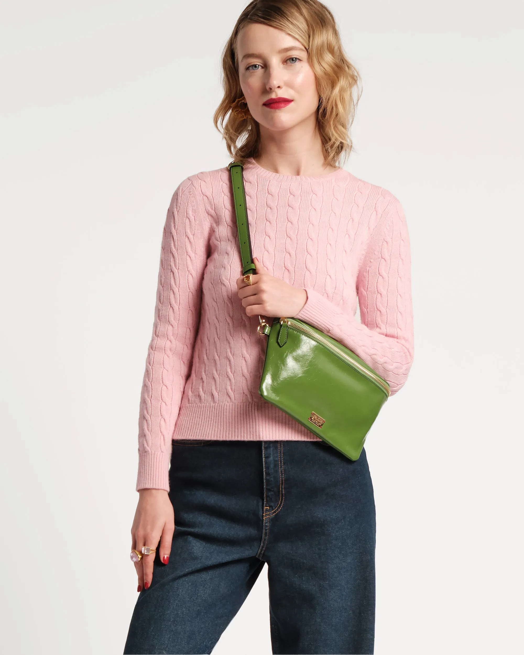 Billie Sling Bag - Crinkled Leather Green