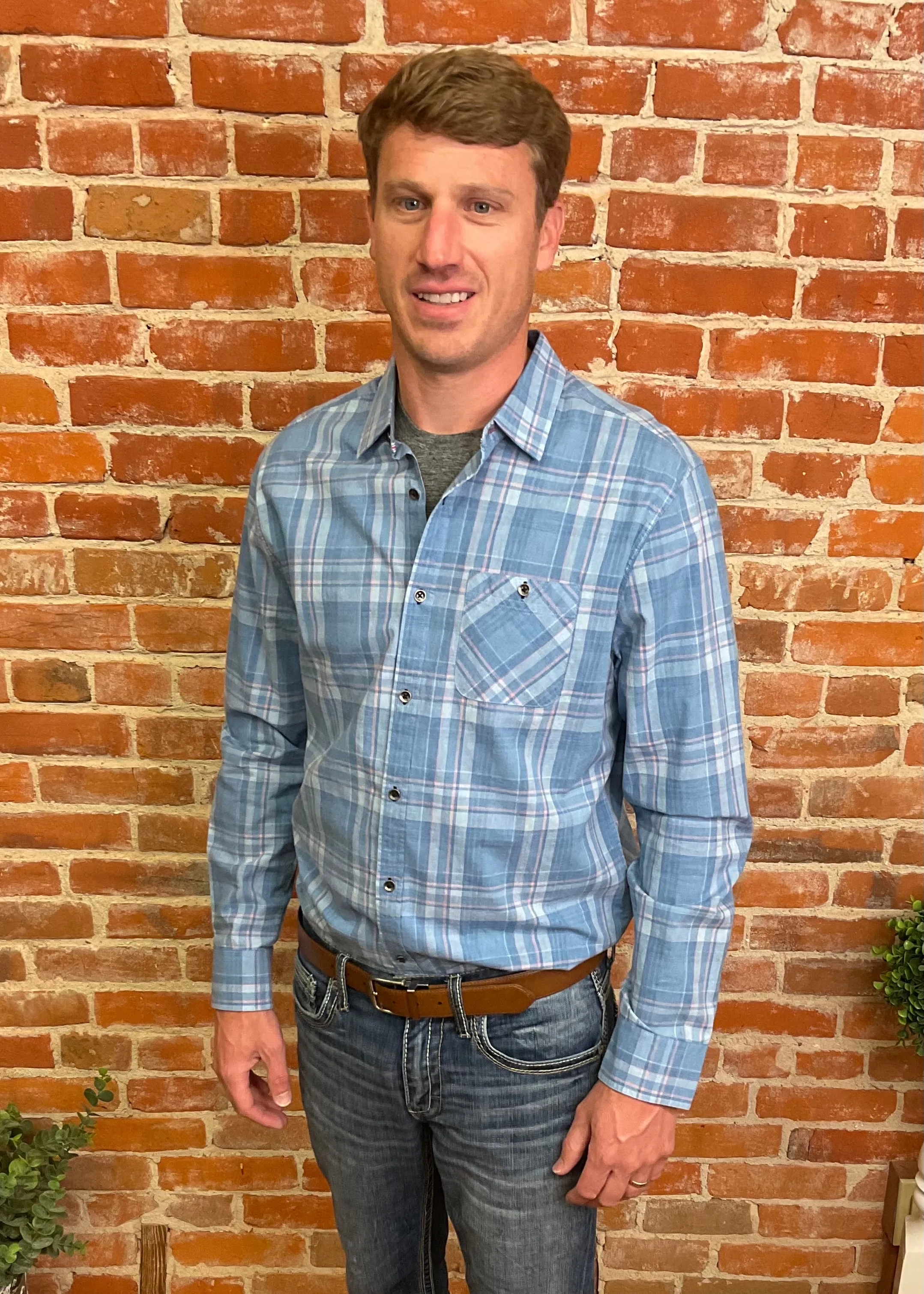 Blue & Pink Flannel Shirt