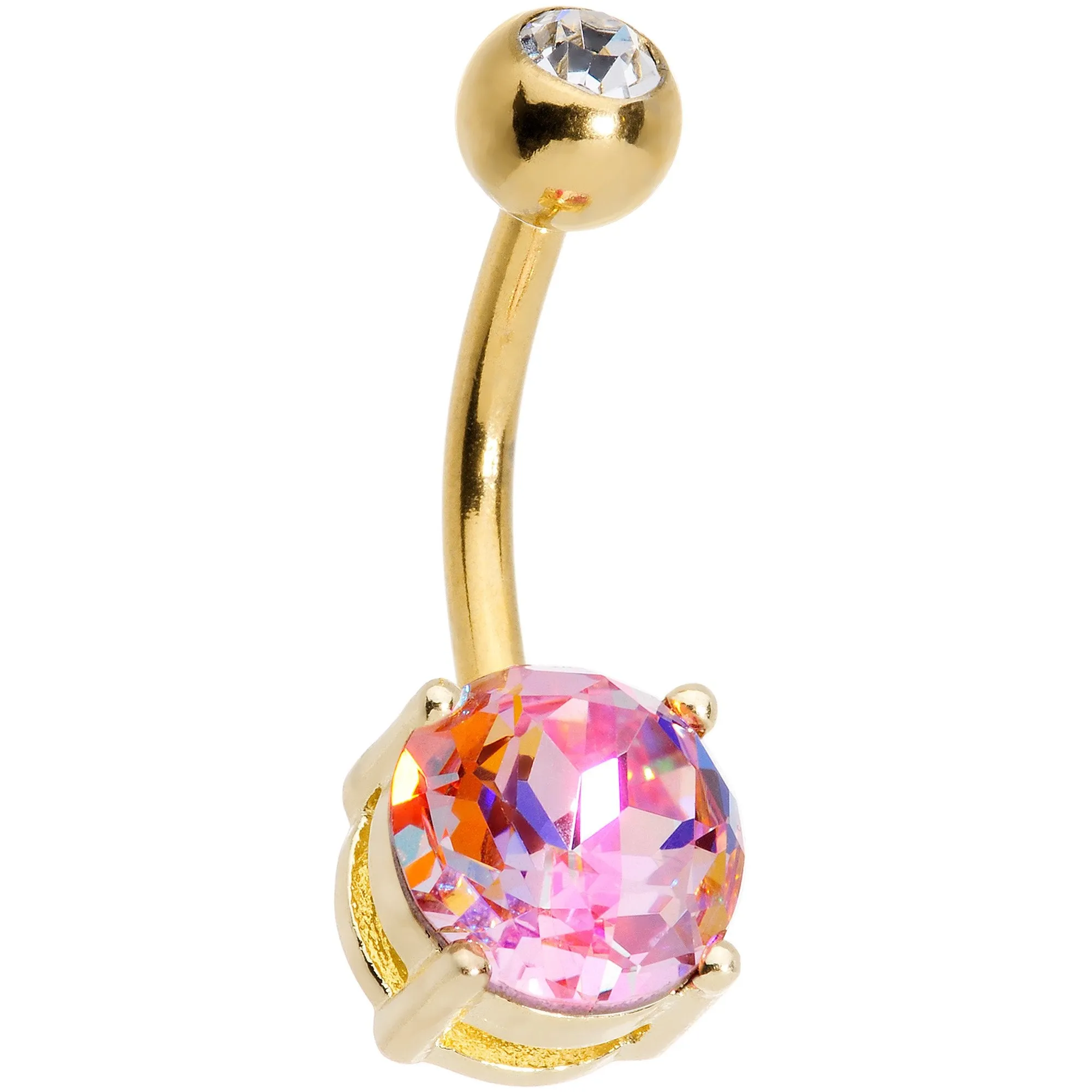 Blue Purple Pink Yellow Gem Gold Plated Belly Ring Set of 5