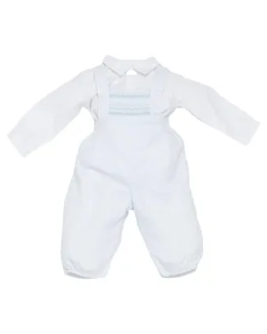 Blue Smocked Dungaree Set