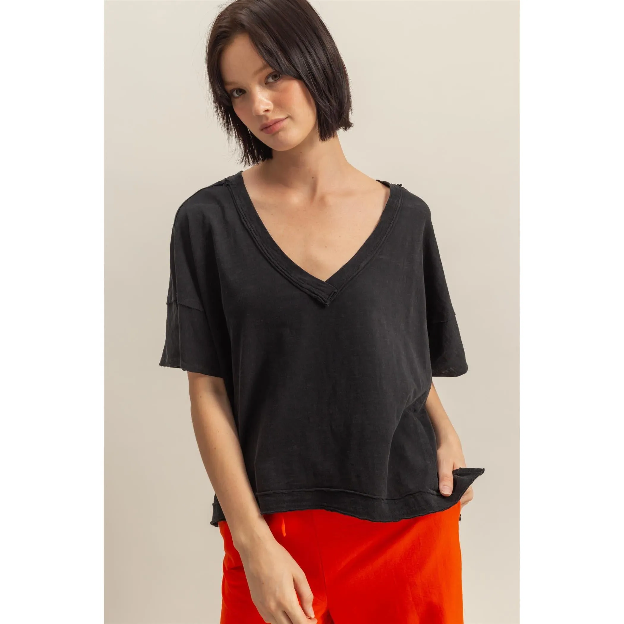 Boxy V-Neck Tee
