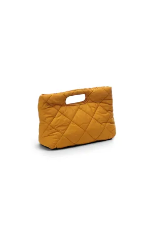 Bright orange quilted puffy pouch